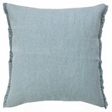 20" Light Blue Cotton Throw Pillow with Fringe