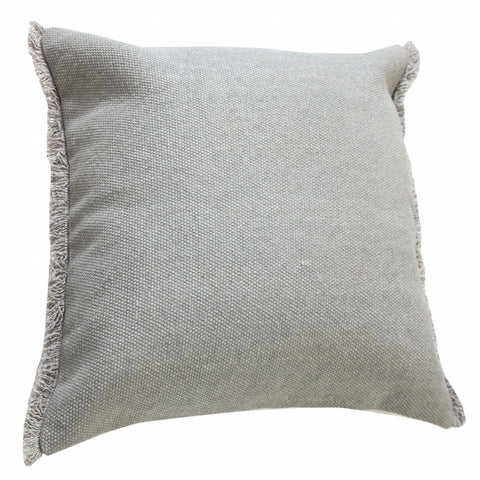 20" Gray Cotton Throw Pillow with Fringe