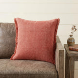 20" Dusty Rose Cotton Throw Pillow with Fringe