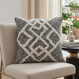 20" X 20" Black And Cream 100% Cotton Geometric Zippered Pillow