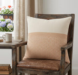 18" Orange and Off White Throw Pillow