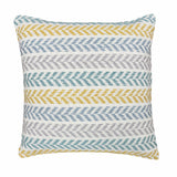 18" Yellow And Teal Striped Cotton Throw Pillow
