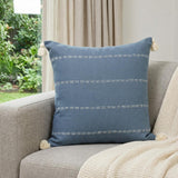 20" X 20" Navy Linen Striped Zippered Pillow