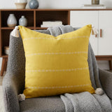 20" X 20" Mustard Linen Striped Zippered Pillow