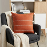 20" X 20" Rust Linen Striped Zippered Pillow