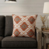 20" X 20" Rust And Off-White 100% Cotton Geometric Zippered Pillow