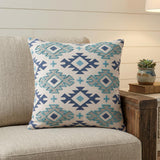 20" X 20" Navy And Light Gray 100% Cotton Geometric Zippered Pillow