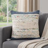 20" Blue And Off White Cotton Abstract Throw Pillow