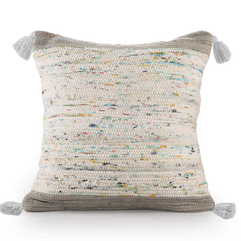 20" X 20" Gray And Off-White 100% Cotton Abstract Zippered Pillow