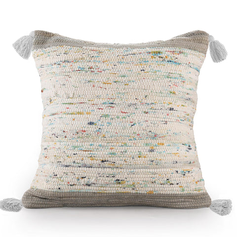 Set of Two 18" Natural and Gold Striped Cowhide Throw Pillows with Glitter