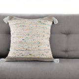20" X 20" Gray And Off-White 100% Cotton Abstract Zippered Pillow