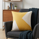 20" X 20" Yellow And Ivory 100% Cotton Abstract Zippered Pillow