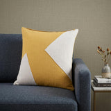 24" X 24" Yellow And Ivory 100% Cotton Abstract Zippered Pillow