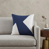 20" Navy Blue And Ivory Cotton Abstract Throw Pillow