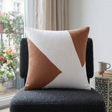 20" X 20" Brown And Ivory 100% Cotton Abstract Zippered Pillow