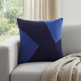 20" X 20" Cobalt Blue And Navy 100% Cotton Abstract Zippered Pillow