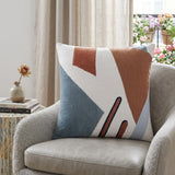 24" Blue and Off White Abstract Cotton Throw Pillow