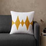 20" Yellow And White Cotton Diamond Throw Pillow