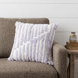 22" Purple and White Geometric Cotton Throw Pillow With Texture