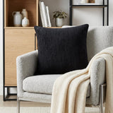 20" X 20" Black Linen Zippered Pillow