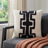 20" Black And Ivory Cotton Geometric Throw Pillow