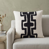 24" Black and Ivory Throw Pillow