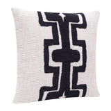 24" Black and Ivory Throw Pillow