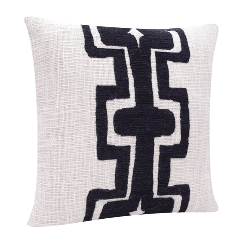 24" Black and Ivory Throw Pillow
