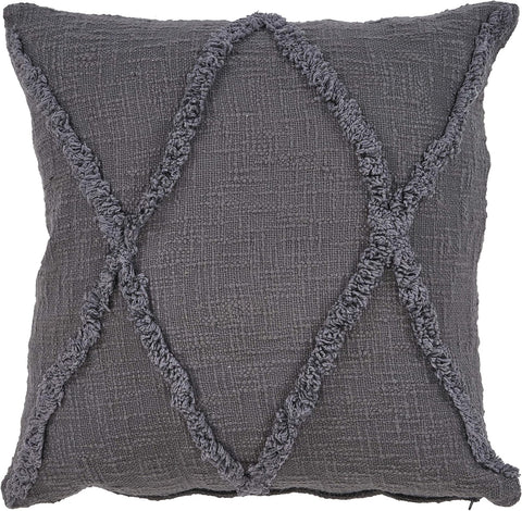 20" X 20" Dark Gray 100% Cotton Geometric Zippered Pillow