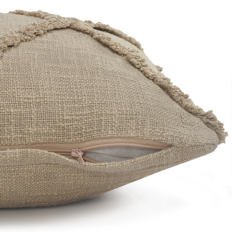 20" Taupe Cotton Throw Pillow