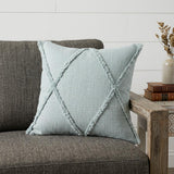 18" Blue Cotton Throw Pillow