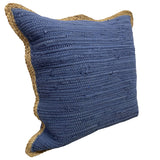 20" Blue and Beige Throw Pillow