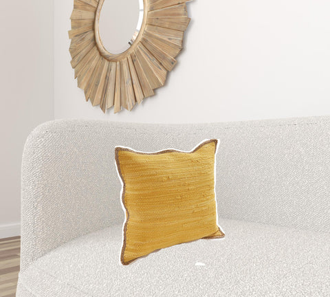 20" Yellow and Beige Throw Pillow