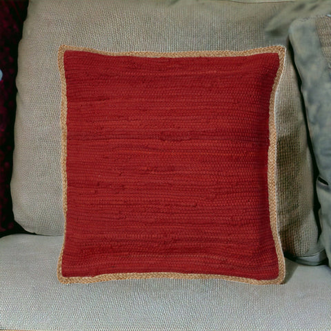 20" Red Cotton Throw Pillow