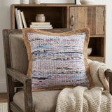 20" X 20" Tan Pastel Blue And Pastel Yellow 100% Cotton Geometric Zippered Pillow