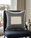 20" Gray Ivory And White Cotton Geometric Throw Pillow