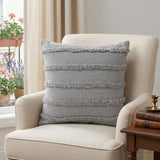 20" X 20" Gray 100% Cotton Zippered Pillow