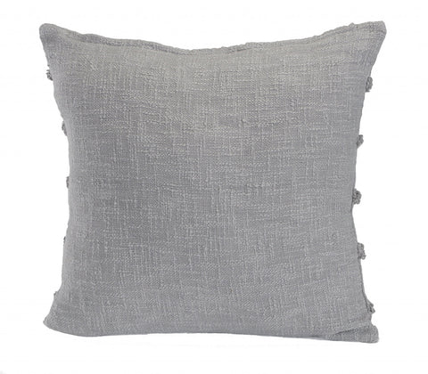 20" X 20" Gray 100% Cotton Zippered Pillow