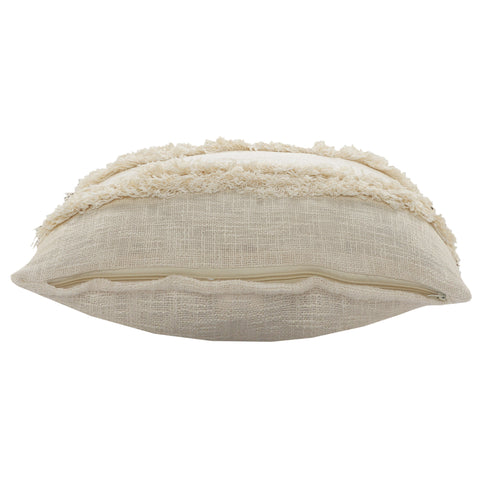 20" Cream Cotton Throw Pillow with Fringe