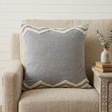 20" X 20" Light Gray Micro Chip Gray And White 100% Cotton Chevron Zippered Pillow