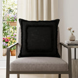 20" X 20" Black 100% Cotton Geometric Zippered Pillow