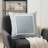 20" Sky Blue And White Geometric Cotton Throw Pillow with Texture