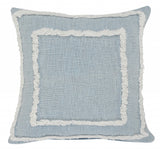 20" Sky Blue And White Geometric Cotton Throw Pillow with Texture