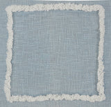 20" Sky Blue And White Geometric Cotton Throw Pillow with Texture