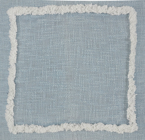 20" Sky Blue And White Geometric Cotton Throw Pillow with Texture