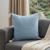 18" X 18" Light Blue 100% Cotton Geometric Zippered Pillow