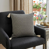 18" X 18" Black 100% Cotton Geometric Zippered Pillow