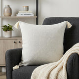 18" X 18" Light Gray 100% Cotton Geometric Zippered Pillow