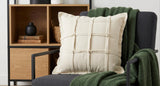 20" Beige Cotton Throw Pillow