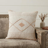 20" X 20" Peach And White 100% Cotton Coastal Zippered Pillow